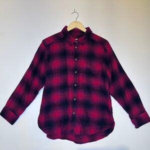 American Eagle Red Plaid Boyfriend Fit Flannel